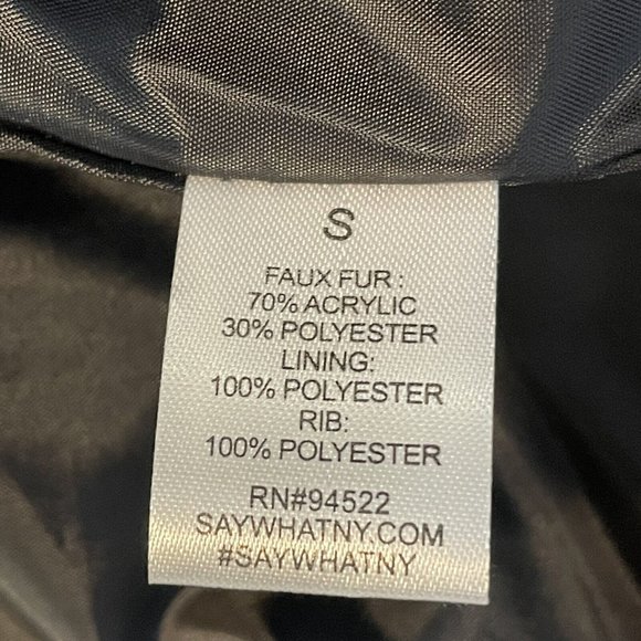 SAY WHAT? Faux Fur Jacket Coat Size Small Midnight Blue with Black Trim - Picture 6 of 14